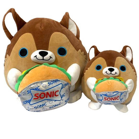 Zuru Snackles Series 2 Puppy Sonic Burger 14” & 9” Plush Lot Of 2 Hamburger - Picture 1 of 8